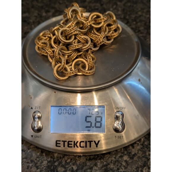 VTG Signed DKNY Donna Karan New York Brushed Gold Tone Rolo Link Toggle Necklace - Picture 11 of 11